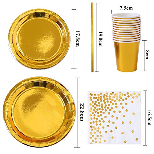 83 Pezzi Stoviglie per Feste Oro,Stoviglie Dorate