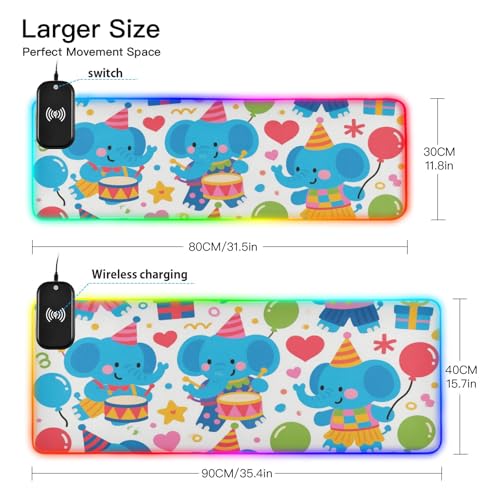 Tapis de souris éléphant bleu 90x40 cm grand format
