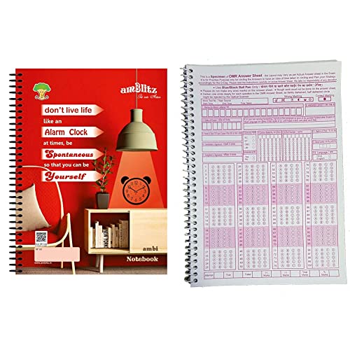 Image of amblitz Spiral Notebook - A4-500 Pages - Unruled & Amblitz OMR Sheet,100 MCQ's Spiral Notebook of 50 Sheet (A4, Pack of 2)