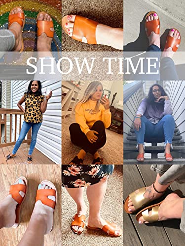 Kolili Flat Sandals For Women Comfort Beach Slide Sandals Cute Fashion Sandals Summer Shoes， Brown, 7.5 Us #TOP3