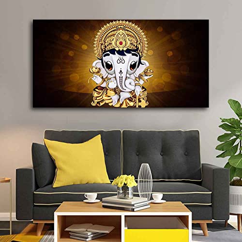 Image of VIBECRAFTS Canvas Paintings for Living Room Drawing Room Little Ganesha Canvas Wall Painting Fitted With Wooden Frame For Home | Office | Living Room | Gift (PTVCH 2497)