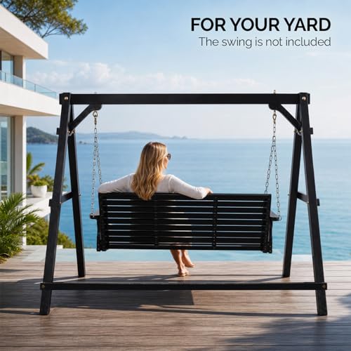 Image of VINGLI 6.9FT Wooden Porch Swing Frame for 5FT Swing, Black