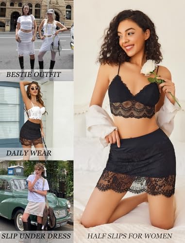 Avidlove Half Slips for Women Slip Skirt Lace Underskirt Anti-Slip Static Resistant Short Underdress Solid Dress4