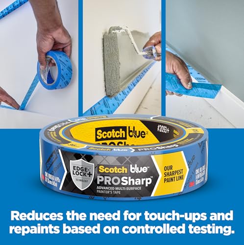 Image of ScotchBlue PROSharp Painter's Tape 2 Inch Wide 3 Rolls Blue Tape Protects Surfaces and Removes Easily, Edge-Lock Tape for Indoor and Outdoor Use (2093+-48AC3), 1.88 in x 60 yd (Pack of 8)