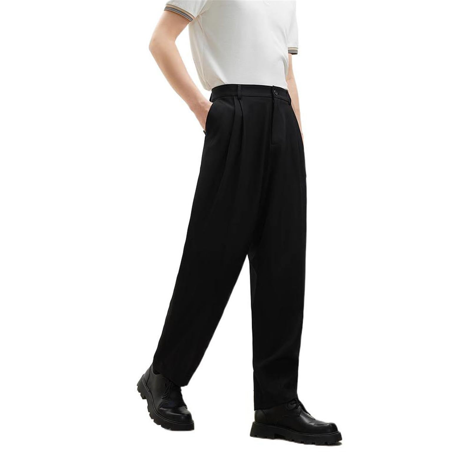 Mens Suit Pants Black Straight Leg Casual Commuter Sports Pants Spring Summer for Men