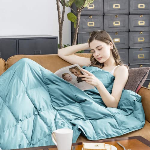 Puredown® Soft Down Throw Blanket Lightweight Packable Couch Throw For Indoor And Outdoor Use, 50"X70", Teal Blue #TOP5