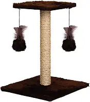 Arranhador Para Gatos Poste Com Brinquedo Duplo Exclusivo (Marrom)
