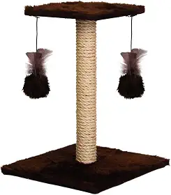 Arranhador Para Gatos Poste Com Brinquedo Duplo Exclusivo (Marrom)