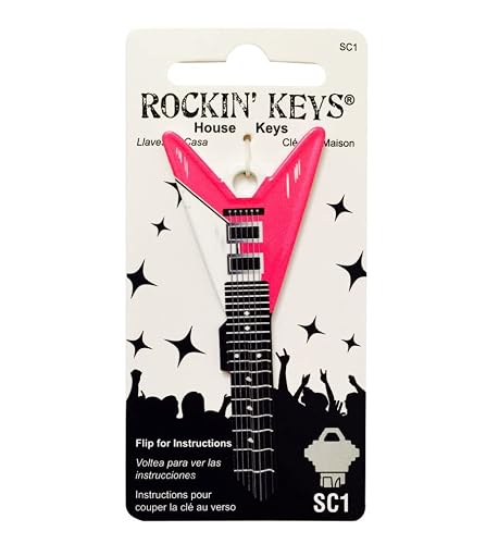 Pink V Guitar Shaped House Key SC1