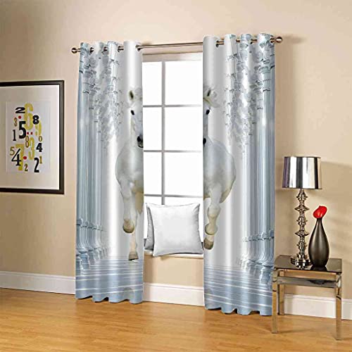 Rideau occultant enfant cheval blanc 200x160 cm pour chambre