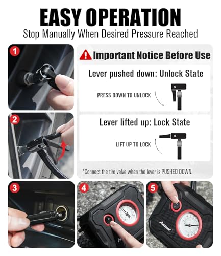 AVID POWER 12V Tire Inflator Portable Air Compressor