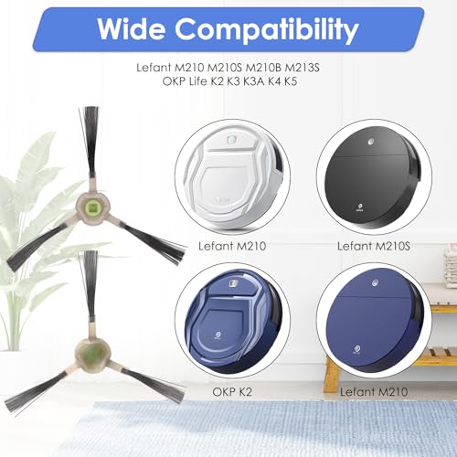 Image of (5 Pack) M210 Replacement Side Brushes Compatible With Lefant M210B, M213S, M210S, M210, M213, M210 Pro, M210P, OKP Life K2, K3, K3A, K4, K5, Robotic Vacuum Cleaner, Side Brush Kit, Accessories Kit