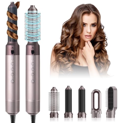 Anluomania Airstyler & Haartrockner 1350W, Hairstyler set mit Föhn110000 U/Min, Föhnbürste mit Auto Lockenstab, Warmluftbürste, Glättbürste, Airflow-Styling für Haar Volumen, Glätten,Locken und Föhnen