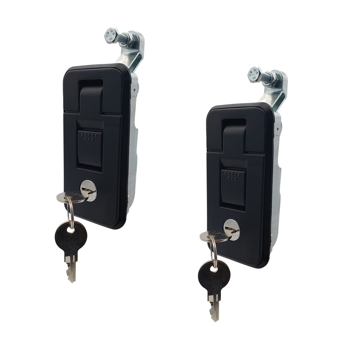 2 Sets Compression Lever Plane Lock with Keys，Zinc Alloy Latch for RV Trailer Campers Caravans Motorhome Electric Cabinet Equipment Truck Yacht Applicable Door Thickness 1-6mm (Black, Large)