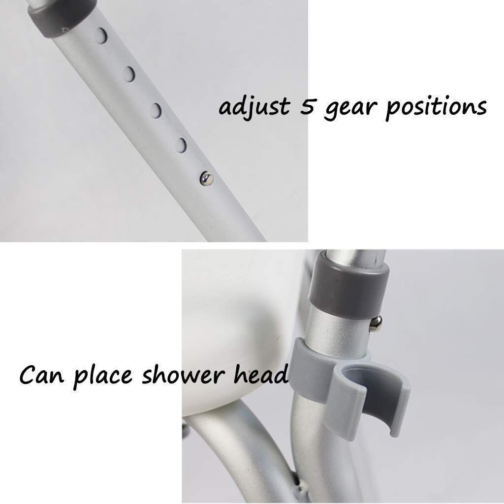 Taburete para Ducha Silla de baño Asiento de baño Antideslizante Ajustable en Altura con apoyabrazos Aluminio Ligero con Respaldo Anciano con discapacidad Vivienda Almacenamiento 2