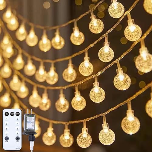 Minetom Crystal Globe String Lights Plug in - 66 ft