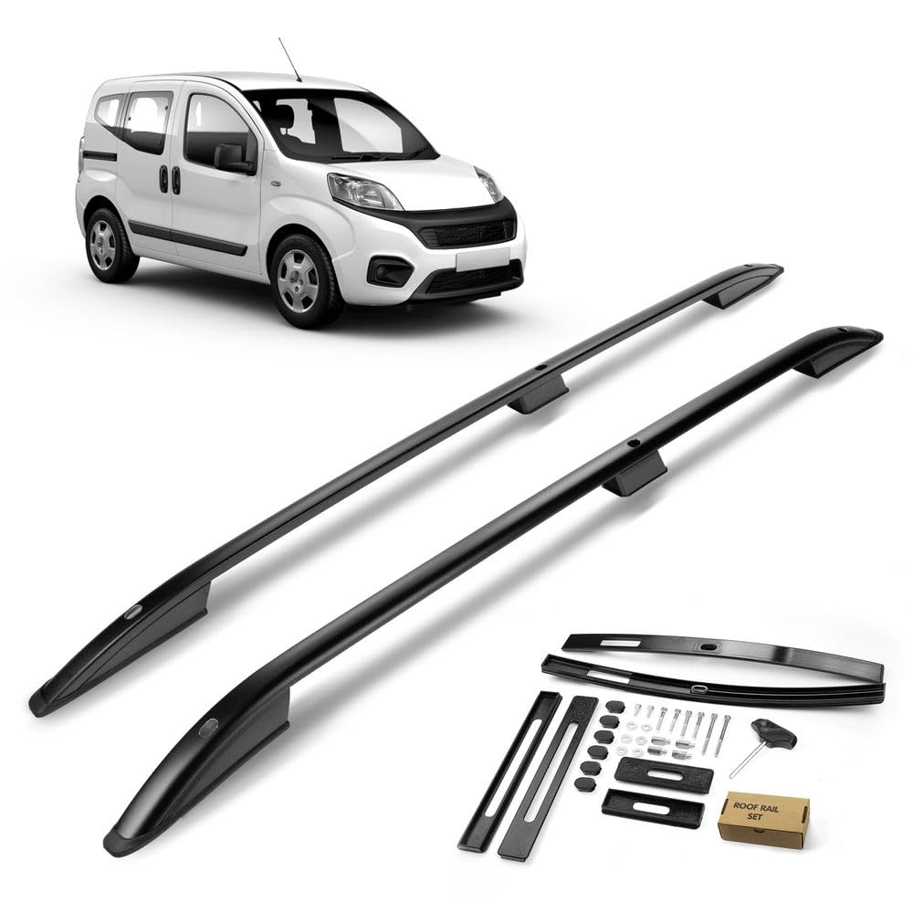 CHROMEMASTER | Barras Portaequipajes, Rieles de Techo Compatible con Fiat Qubo 2008-2019; Se Utilizan para el Montaje de Portaequipajes de Techo, Cajas de Techo o Portabicicletas; Aluminio
