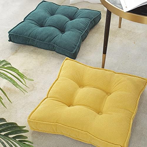 Miniatura 6 de Cojín cuadrado para silla, cojín portátil de pana para meditación, cojín de asiento de tatami suave y grueso con asa, cojín de suelo de terciopelo