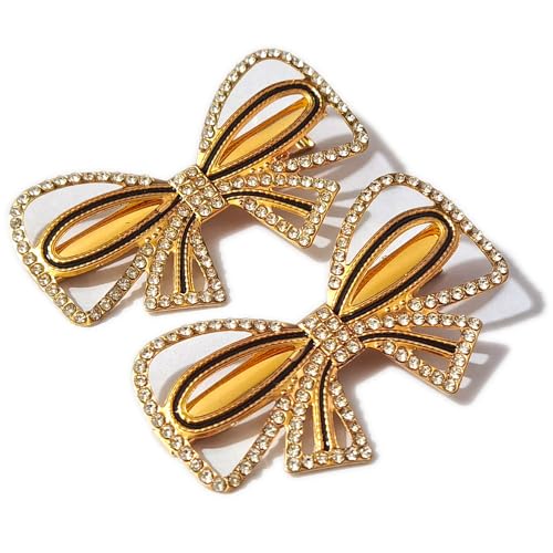 Qingxii Decorr Alloy Rhinestones Bow Hair Clip(Gold,Bow-1)