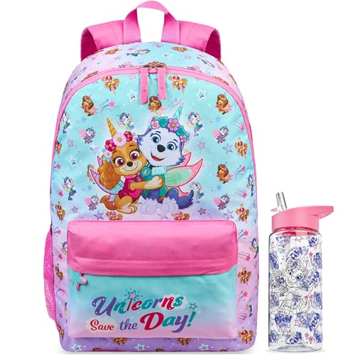 Get Trend Paw Patrol Kids Backpack with Water Bottle for Girls 2 Pc 17in Bookbag with Padded Straps Gifts for Girls (Multi Paw Patrol)