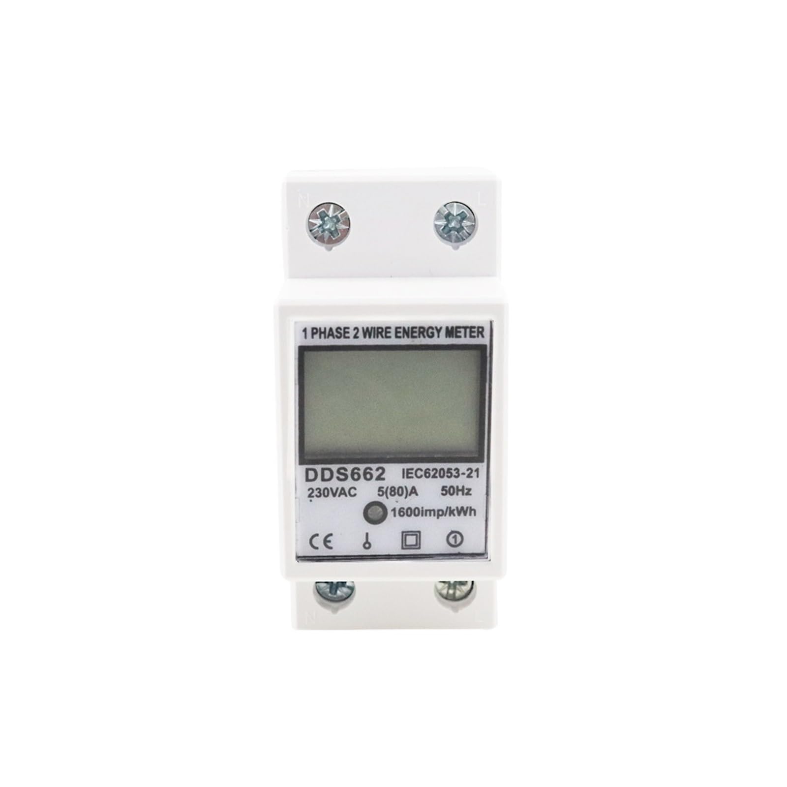 Medidor Inteligente Monitor De EnergíA Medidor De Energía De Riel DIN Monofásico De Dos Cables Pantalla Digital LCD Vatímetro Consumo De Energía Medidor Eléctrico De Energía KWh(Without backlight)