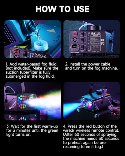 Fog Machine, Smoke Machine with Disco Ball Lights, 18 LED Beads & 13 Colors - image 6