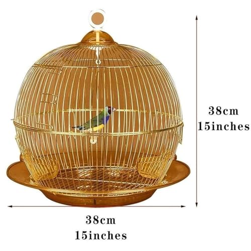 MUYRJLZX Vogelkäfig Rund Vogelvoliere Metall Hoch Tiel Käfig Papageienkäfig Flug Vogelkäfig Haustier Vogelkäfig Reisekäfig Vogelkäfig mit Zubehör-2