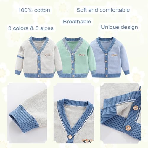 Cardigan enfant Maille de coton et chanvre jacquard Oblique bleu