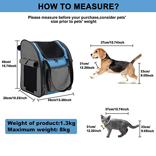 HAPPY HACHI Tragbare Haustier Tragetasche Atmungsaktiv Katze Rucksack für Reise Outdoor mit Verstellbare Gepolsterte Schulterriemen für Hunde Katze kleine Tiere - Image 3