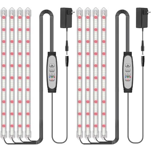 COKOLILA 2 Paquetes 4 Barras Luz de Cultivo de espectro completo, Lampara Cultivo con 480 LED, Luz para Crecimiento con temporizador 6/12/18H, 3 modos, adecuado para Plantas de Interior
