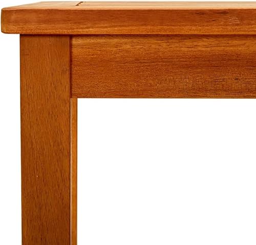 Miniatura 7 de SecondBoy - Mesa auxiliar de madera de acacia con acabado de grano de madera marrón de 28 pulgadas, mesa auxiliar rectangular redondeada con