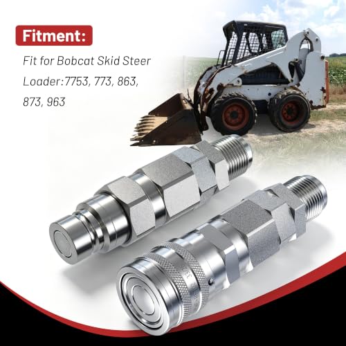 Image of Flat Face Hydraulic Quick Coupler,#12-3 /4 inchJIC,1 /2 inchBody,Fit for Bobcat 7753 773 863 873 963