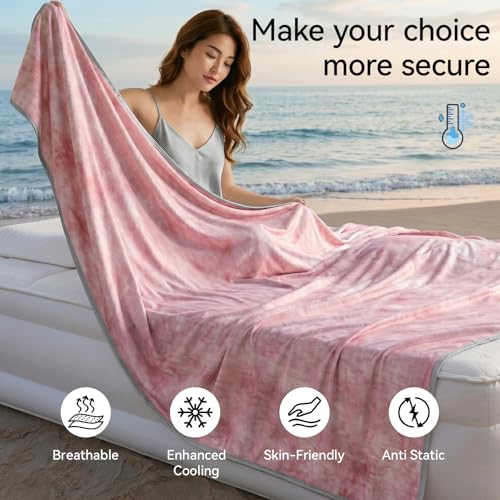 Image of Guohaoi Cooling Throw Blanket for Hot Sleepers, Twin Size 60''x90'' Lightweight Breathable Summer Bed Blanket for Couch, Arc-Chill Q-Max >0.5 Cool Fiber, Lightweight Blanket Pink