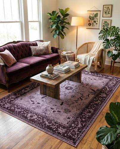 Tapete decorativo rectangular 6 x 9 pies morado miniatura 4