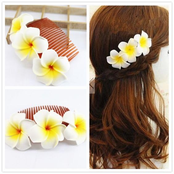 TIED RIBBONS 30 Pcs Artificial Flower for Pooja Room Decoration Foam Plumeria Hawaii Flowers Frangipani Beach Floating Flower for Home Pooja Room Office Necklace Garland DIY Craft Wedding Gift Items 3