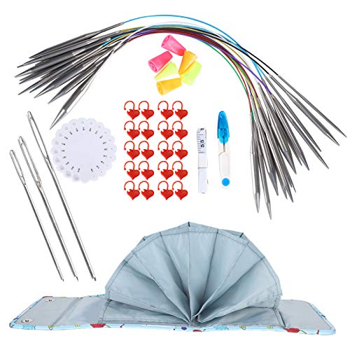 Kit aiguilles à tricoter circulaires pour bavoirs et tricot rond en acier