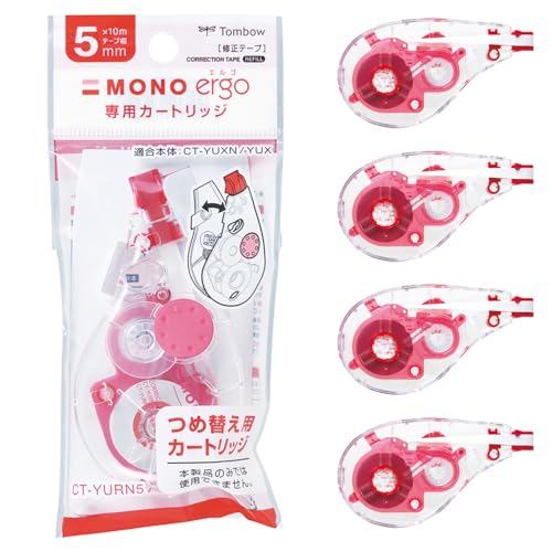 トンボ鉛筆 修正テープ MONO モノエルゴ用 カートリッジ 5mm (CT-YUXN5 用つめ替え) 5個 CT-YURN5-5Pの商品画像（Amazon）