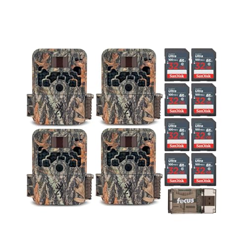 Browning Trail Cameras Strike Force Extreme 16 MP Game Camera (4-Pack) Bundle with 32GB SD Cards (8-Pack) and USB Card Reader (13 Items)