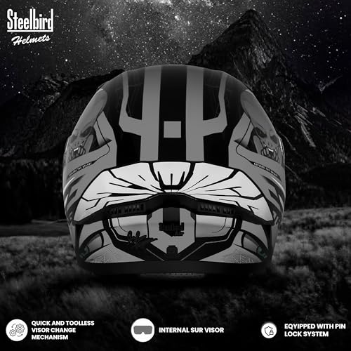 Image of Steelbird SBA-20 Strange ISI Certified Flip-Up Graphic Helmet for Men and Women with Inner Silver Sun Shield