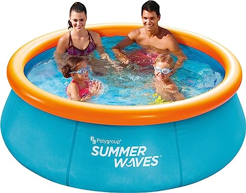 Summer Waves Pool, Aufblasbarer Abnehmbarer Pool, Familienpool, Gartenpool, 3D-Rundpool, Inklusive 2 Schwimmbrille, 2,44 M x 76 cm