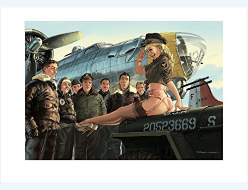 Affiche HUGAULT Pin Up Sur Jeep poster decoration murale 50x70 cm