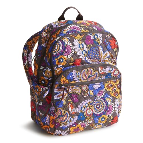 Vera Bradley Women's Premium Cotton Large Bancroft Backpack, Colorful Bouquet, One Size