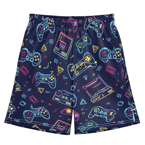 Neon Game Console Pattern Boys Shorts Casual Athletic Short Summer Track Shorts 14-15 Y