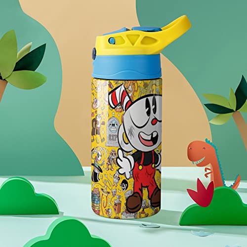 Woodyotime Cup#Head & Mug#Man Show Double-Wall Vacuum Insulated,Stainless Steel 12Oz Kids Water Bottle With Flip-Up Straw Spout Cup For Teen Girls Women #TOP6