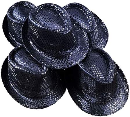 Funkeet 5 Pack Sequin Fedora Hat Solid 