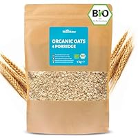 RheinNatur Bio Haferflocken 1 kg - Ideal für Porridge, Overnight Oats & Haferbrei - Reich an Ballaststoffen, Mineralstoffen & B-Vitaminen - 1000 g Beutel