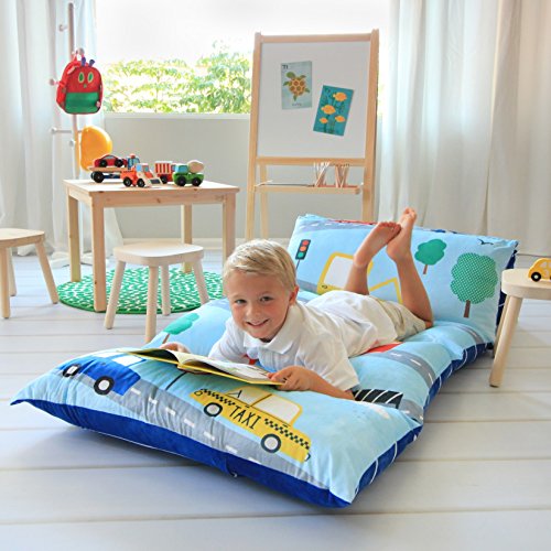 Butterfly Craze Kid's Floor Pillow Bed Cover - Use as Nap Mat, Portable