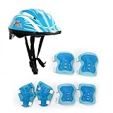 GutView Casco infantil 7 en 1 con equipo deportivo, rodilleras, coderas, muñequeras, casco de bicicleta para niños de 3 a 8 años, para niños y niñas, ciclismo, monopatín, patinaje sobre ruedas (azul