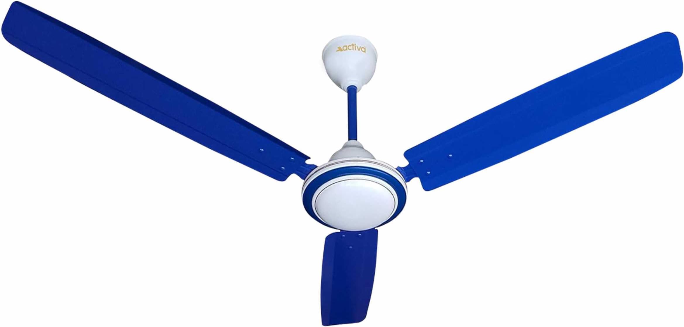 ACTIVA 1200mm Ceiling Fan, High Speed 380 RPM Fan, Anti-Dust Coating, BEE Approved 1 Star Rating, Ceiling Fan for Home & Office, Blue