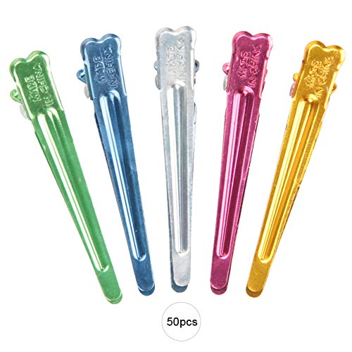 50 pz Salon Dividing Duck Bill Clips Metallo